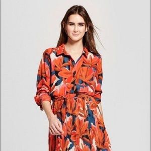 Who What Wear Tropical Print Button Down Shirt